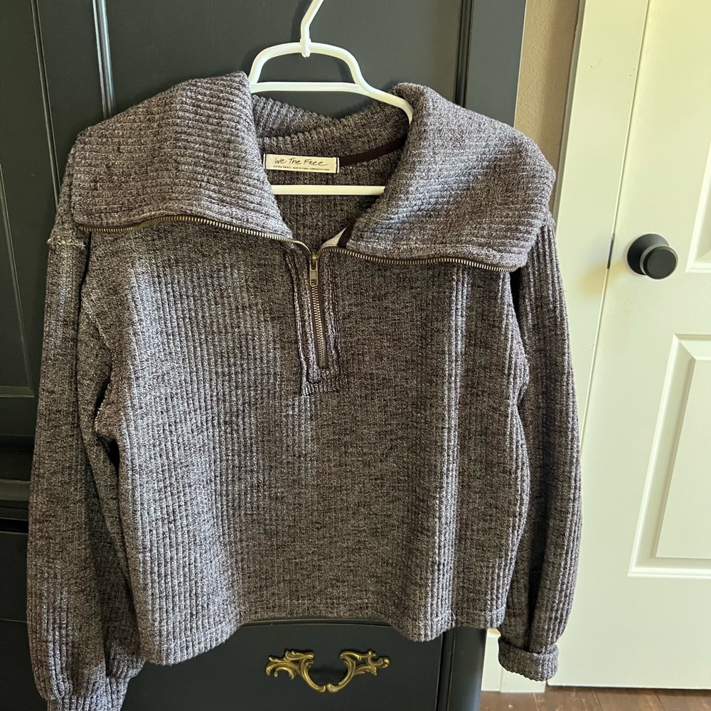 Free People 1/2 Zip Cowl Pullover Knit Sweater